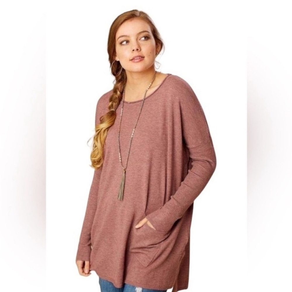 Altar'd State Oversized Medium/Large Dusty Rose Long Sleeve Top Flowy